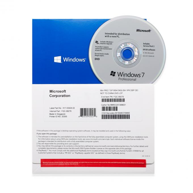 Programas informáticos globales Microsoft Windows OEM profesional y casero de 7 con el triunfo 7 de Microsoft del DVD